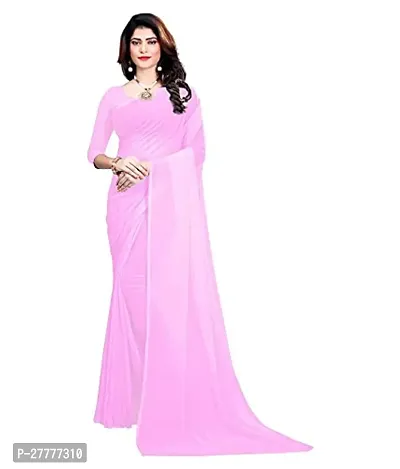Fancy Pink Georgette Saree With Blouse Piece For Women-thumb0