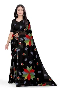 Stylish Georgette Black Printed Saree With Blouse Piece For Women-thumb2