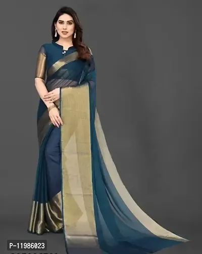 Daily Wear Chiffon Saree with Blouse piece-thumb0