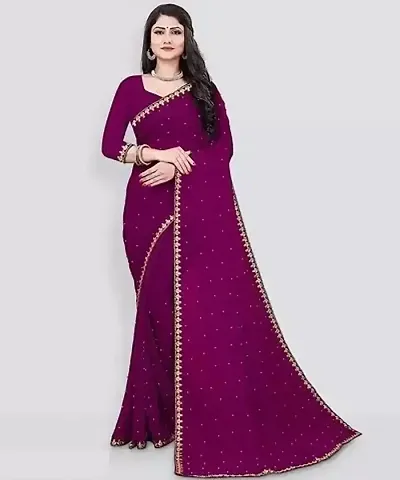 Fancy Lycra Moti Work Saree With Blouse Piece