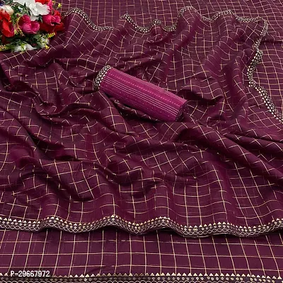 Beautiful Purple Chanderi Cotton Printed Women Saree with Blouse piece