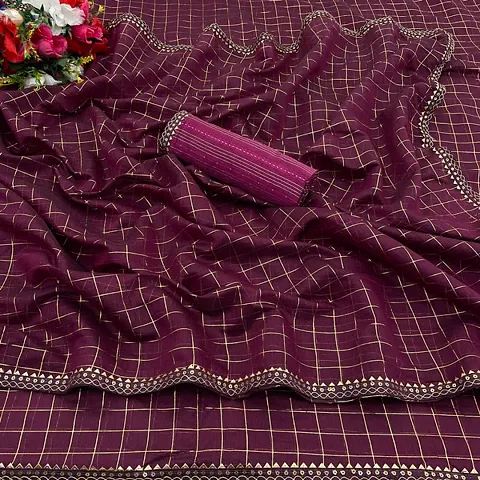 Beautiful Chanderi Women Saree with Blouse piece