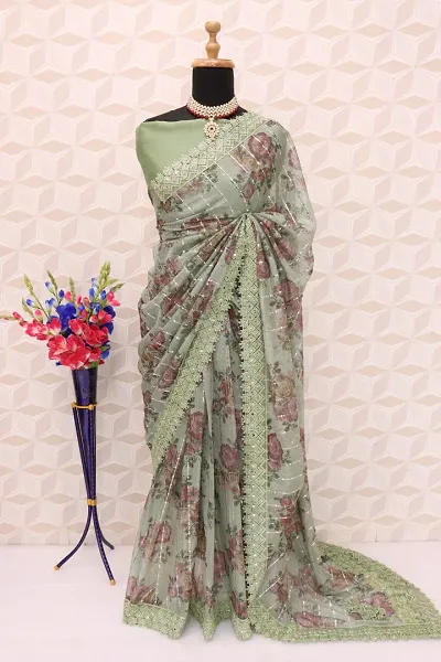 Partywear Blend Saree with Blouse piece