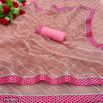 Stylish Lycra Pink Printed Saree with Blouse piece For Women-thumb0