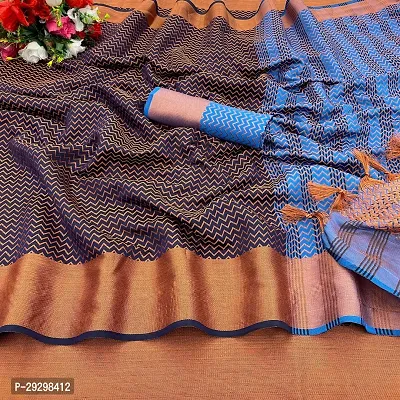 Stylish Navy Blue Art Silk Jacquard Saree With Blouse Piece For Women