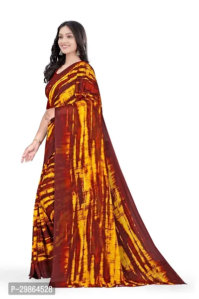 Stylish Georgette Maroon Printed Saree With Blouse Piece For Women