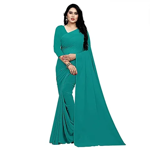 Georgette Solid Dailywear Sarees With Blouse Piece