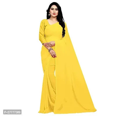 Fancy Yellow Georgette Saree With Blouse Piece For Women