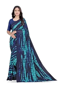 Stylish Georgette Teal Printed Saree With Blouse Piece For Women-thumb2