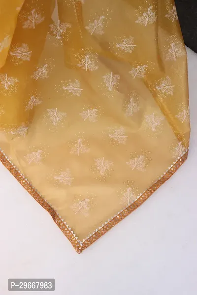 Beautiful Golden Net Printed Women Saree with Blouse piece-thumb3