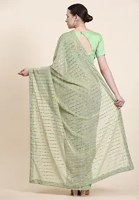 Beautiful Green Lycra Self Pattern Women Saree with Blouse piece-thumb1