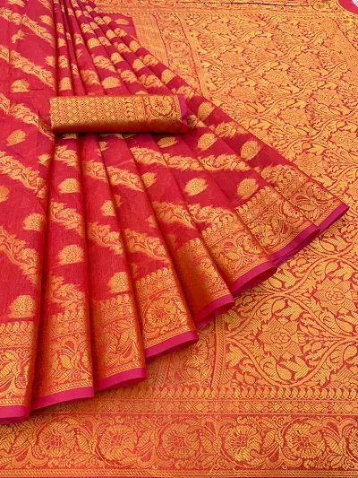 Stylish Organza Woven Design Saree With Blouse Piece For Women