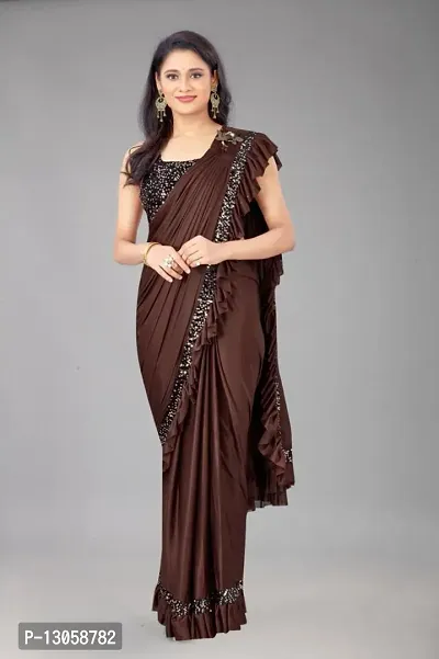 Stylish Women Lycra Saree with Blouse Piece