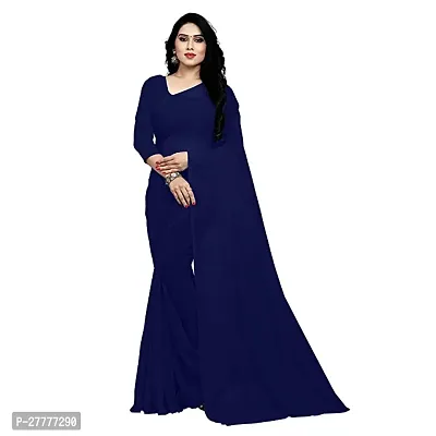 Fancy Blue Georgette Saree With Blouse Piece For Women-thumb0