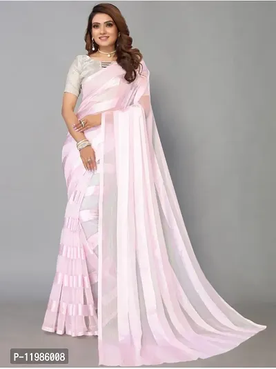 TRENDY GEORGETTE CHIFFON RAINBOW ZARI PATTA SAREE-thumb0