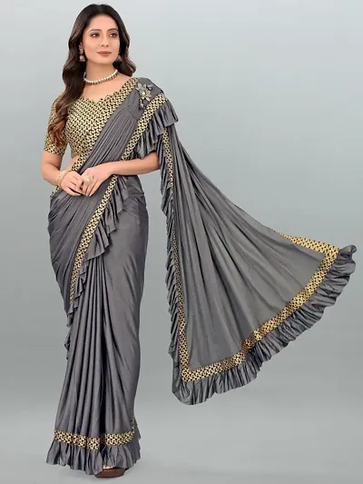 Party Ready to Wear Lycra Sarees with Blouse Piece