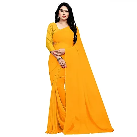 Georgette Solid Dailywear Sarees With Blouse Piece