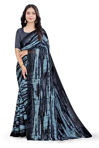 Stylish Georgette Black Printed Saree With Blouse Piece For Women-thumb2