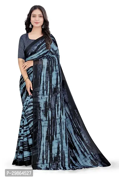 Stylish Georgette Black Printed Saree With Blouse Piece For Women-thumb3