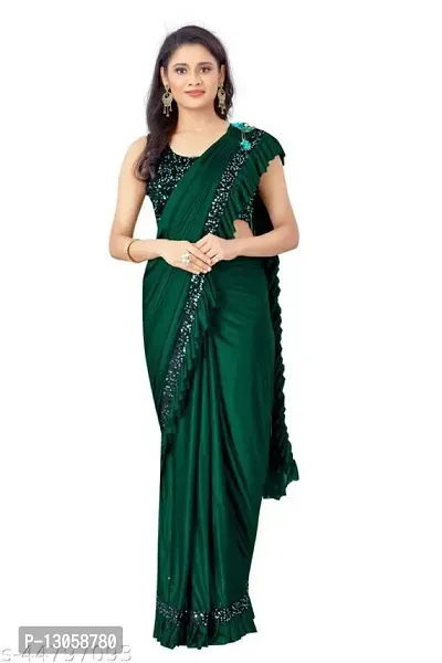 Stylish Women Lycra Saree with Blouse Piece-thumb0