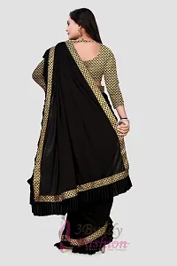 Beautiful Black Lycra Self Pattern Women Saree with Blouse piece-thumb1