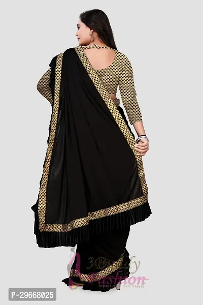 Beautiful Black Lycra Self Pattern Women Saree with Blouse piece-thumb2