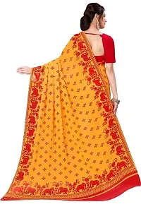 Stylish Georgette Yellow Printed Saree With Blouse Piece For Women-thumb2