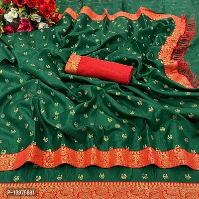 Trendy Crepe Green Zari Saree With Blouse Piece For Women