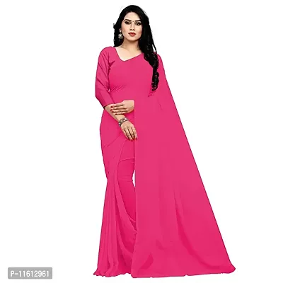 PLAIN GEORGETTE SAREE WITH SAME COLOUR RUNNING BLOUSE-thumb0