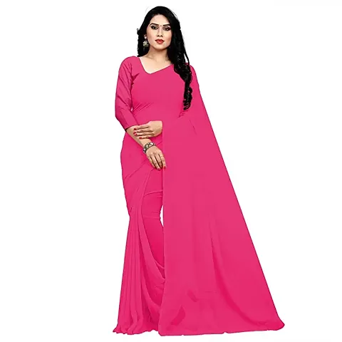 Trendy Solid Georgette Sarees with Blouse Piece