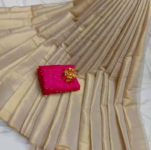 Attractive Cotton Blend Sarees with Blouse piece