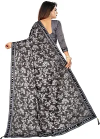 Beautiful Grey Lycra Lace Border Women Saree with Blouse piece-thumb1