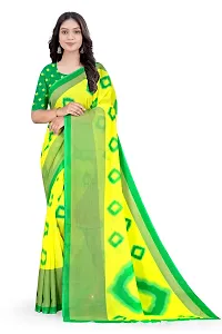 Stylish Georgette Yellow Printed Saree With Blouse Piece For Women-thumb2