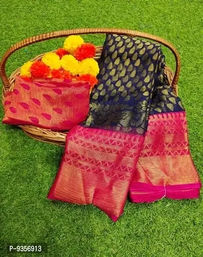 Stylish Pink Brasso Saree with Blouse piece For Women-thumb0