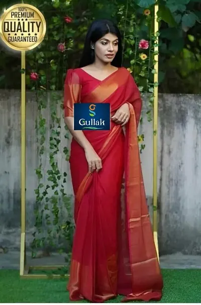 Stylish Lycra Saree with Blouse piece For Women