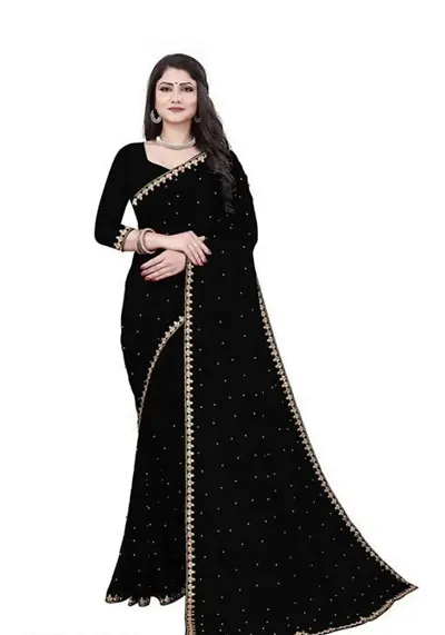 Price Drop!! Lycra Embellished Sarees with Blouse Piece