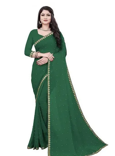 Price Drop!! Lycra Embellished Sarees with Blouse Piece