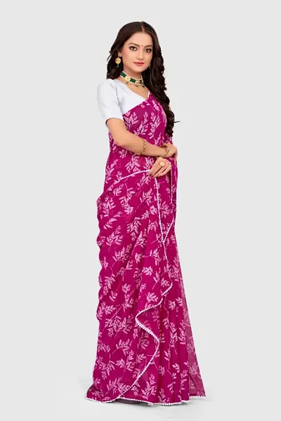 Georgette Pearl Embellished Sarees with Blouse Piece