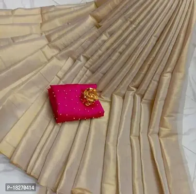 Classic Poly Silk Solid Saree with Embellished Blouse piece