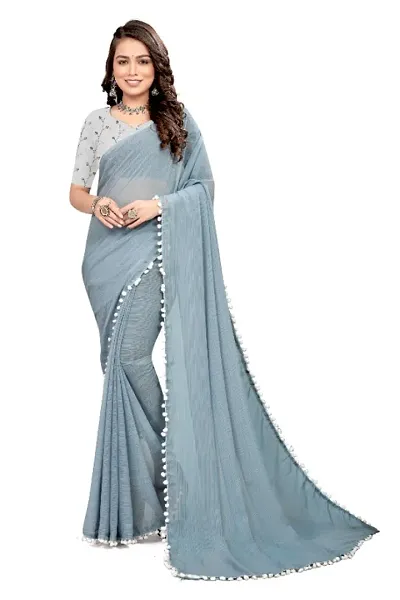 Georgette Cotton Lace Work Saree with Blouse Piece