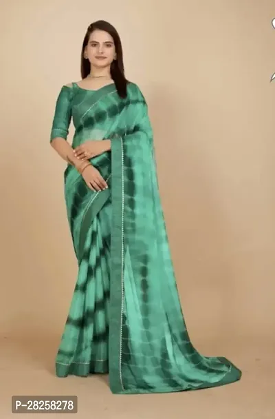 Lycra Printed Lace Work Saree with Blouse Piece