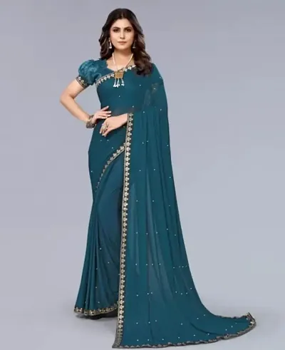 Must Have Lycra Saree with Blouse piece