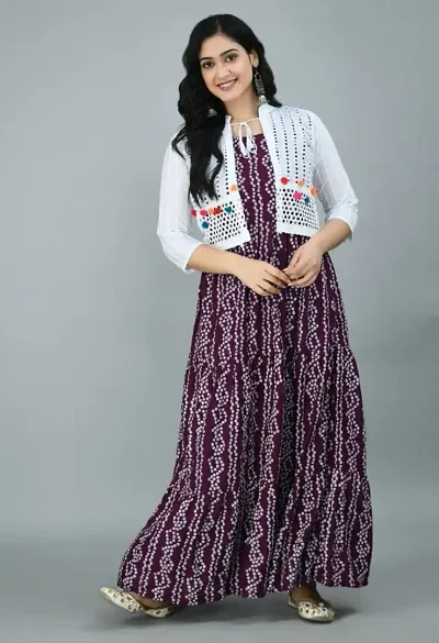 Beautiful Rayon Embroidered Gown For Women