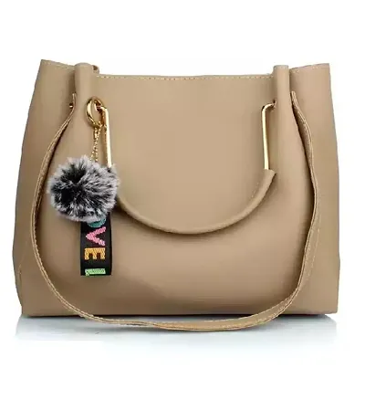 Stylish Beige Leather  Handbags For Women
