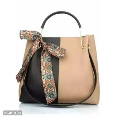 Stylish Beige Leather  Handbags For Women-thumb0