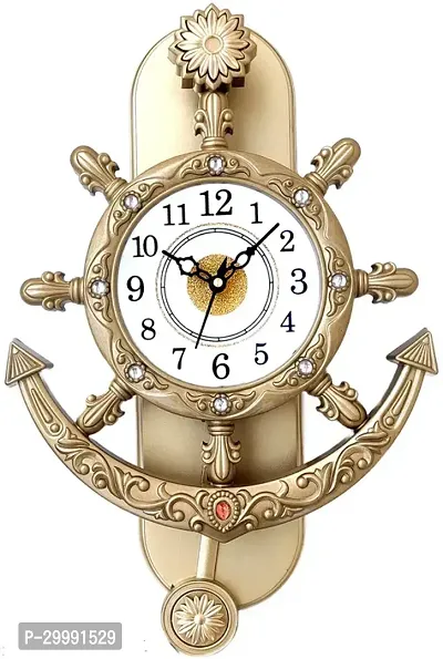 Designer Golden Plastic Analog Wall Clock-thumb0