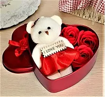 Stylewell KHGV0001-02 Tied Ribbons Valentine Gift for Girlfriend, Boyfriend, Husband and Wife Special Gift Pack with Mini Teddy Bear and Artificial Rose Flowers-thumb3