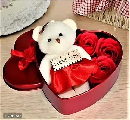 Stylewell KHGV0001-02 Tied Ribbons Valentine Gift for Girlfriend, Boyfriend, Husband and Wife Special Gift Pack with Mini Teddy Bear and Artificial Rose Flowers-thumb4