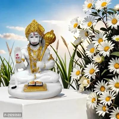 Stylewell Polyresin Sitting Bajrangbali Hanuman Blessing/ashirwad/reading Posture Car-thumb5