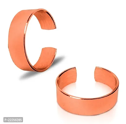Stylewell (Pack Of 2 Pcs) Rose-Gold Color Unisex Stainless Steel Stylish Trending Adjustable Open-Cuff Plain Thin Funky Thumb/Toe/Knuckle Finger Band Ring (Free Size)